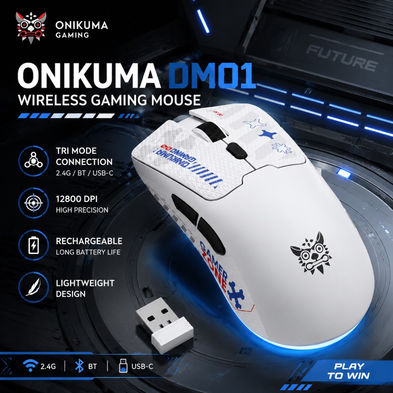 Esports Essential Gaming Pc - ONIKUMA DM01 Draadloze Gaming Muis Tri-Mode