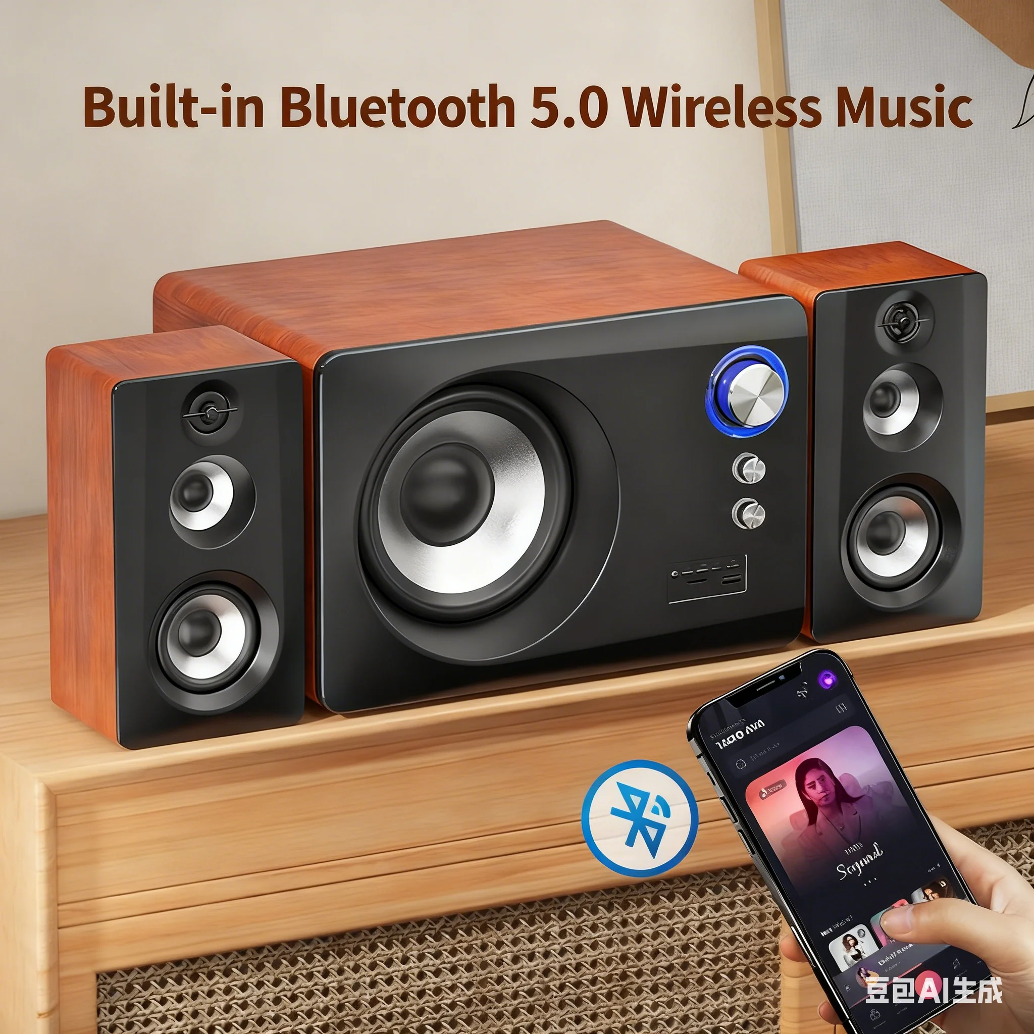 Gaming Speaker 2.1 - Houten 2.1 Bluetooth-luidsprekers A-7800 80W Hoog