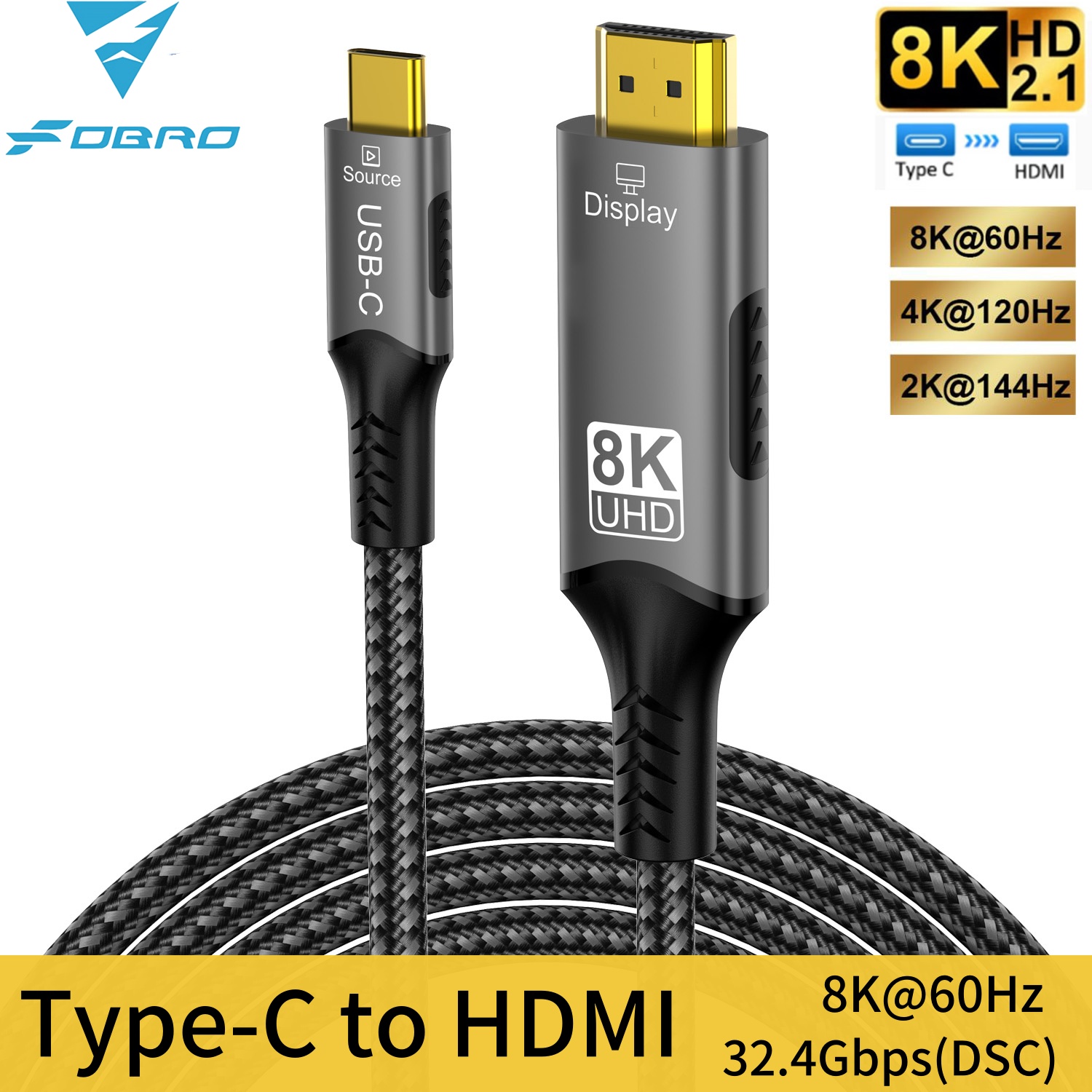 Gaming Speaker 2.1 - 8K Type C naar HDMI 2.1-kabel
