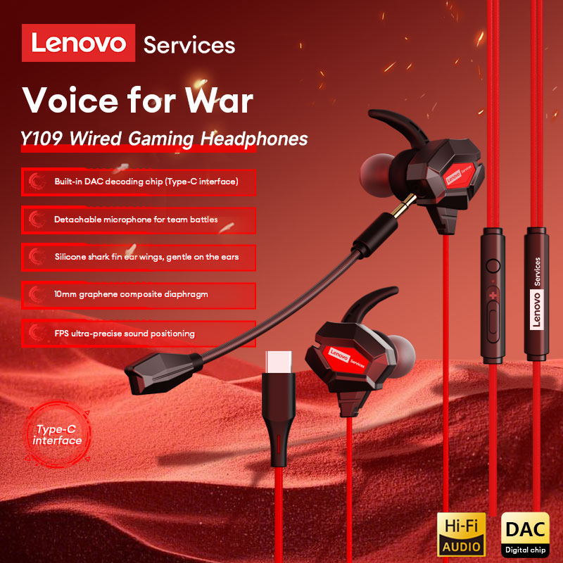 Esports Gaming Mobile - Lenovo Y109 Bedrade gamingheadset Haaienvin-oorvleugels Esports-hoofdtelefoon