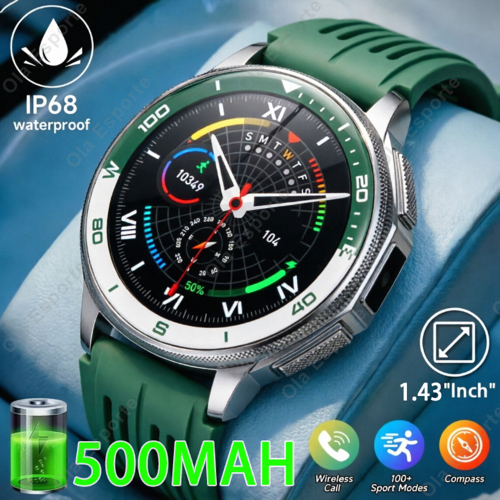 Phase Esports & Gaming Festival - Smartwatch Militaire Mannen Zaklamp Gezondheidsmonitor Waterdicht